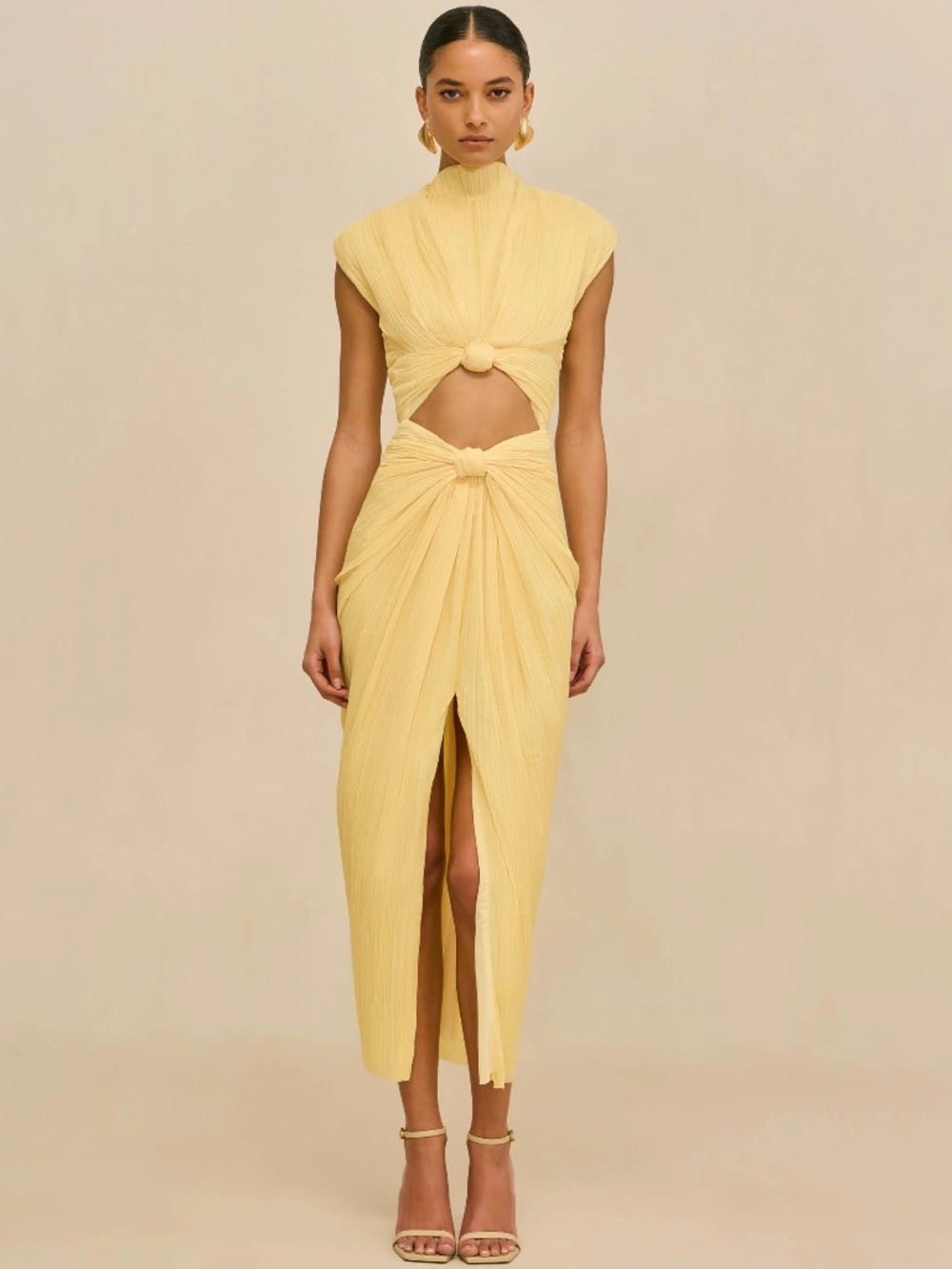 cult gaia Yellow Twist Cutout Midi Dress - Brand New, Tags On